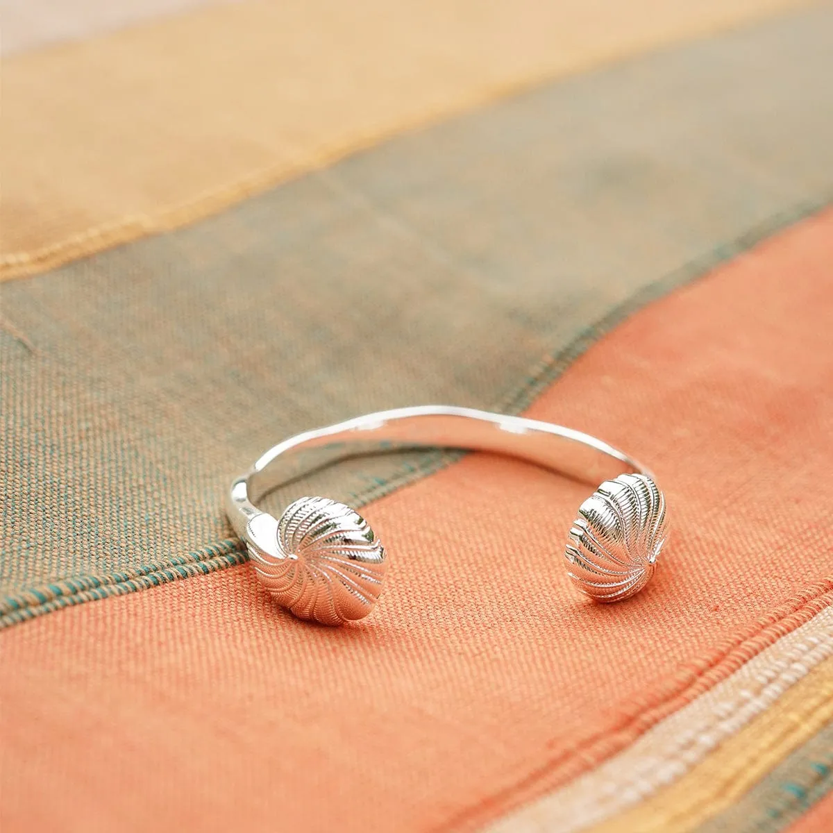 Polly Shell Cuff Bangle Silver Plate sold by Daisy Jewellery product image thumbnail 3