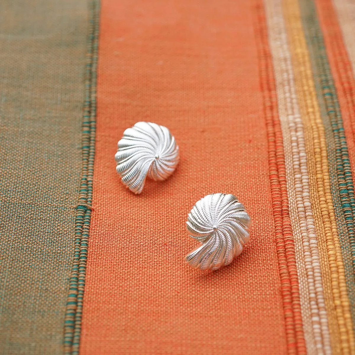 Polly Oversized Shell Stud Earrings Silver Plate sold by Daisy Jewellery product image thumbnail 3