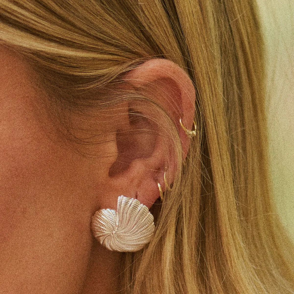 Polly Oversized Shell Stud Earrings Silver Plate sold by Daisy Jewellery product image thumbnail 2