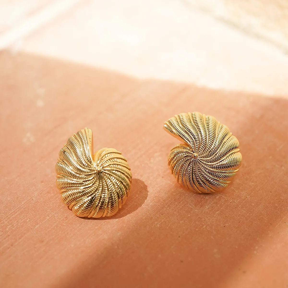 Polly Oversized Shell Stud Earrings 18ct Gold Plate sold by Daisy Jewellery product image thumbnail 5