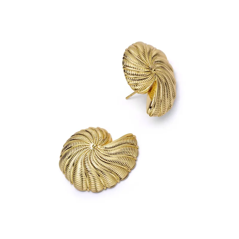 Polly Oversized Shell Stud Earrings 18ct Gold Plate sold by Daisy Jewellery