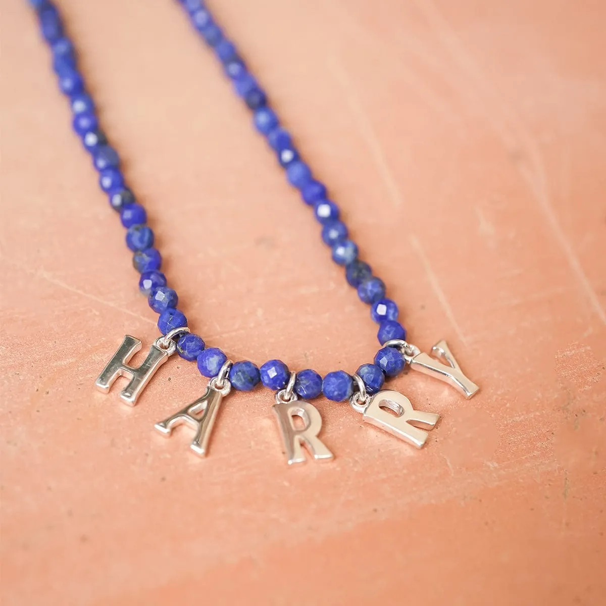 Polly Personalised Lapis Bead Necklace Sterling Silver sold by Daisy Jewellery product image thumbnail 3
