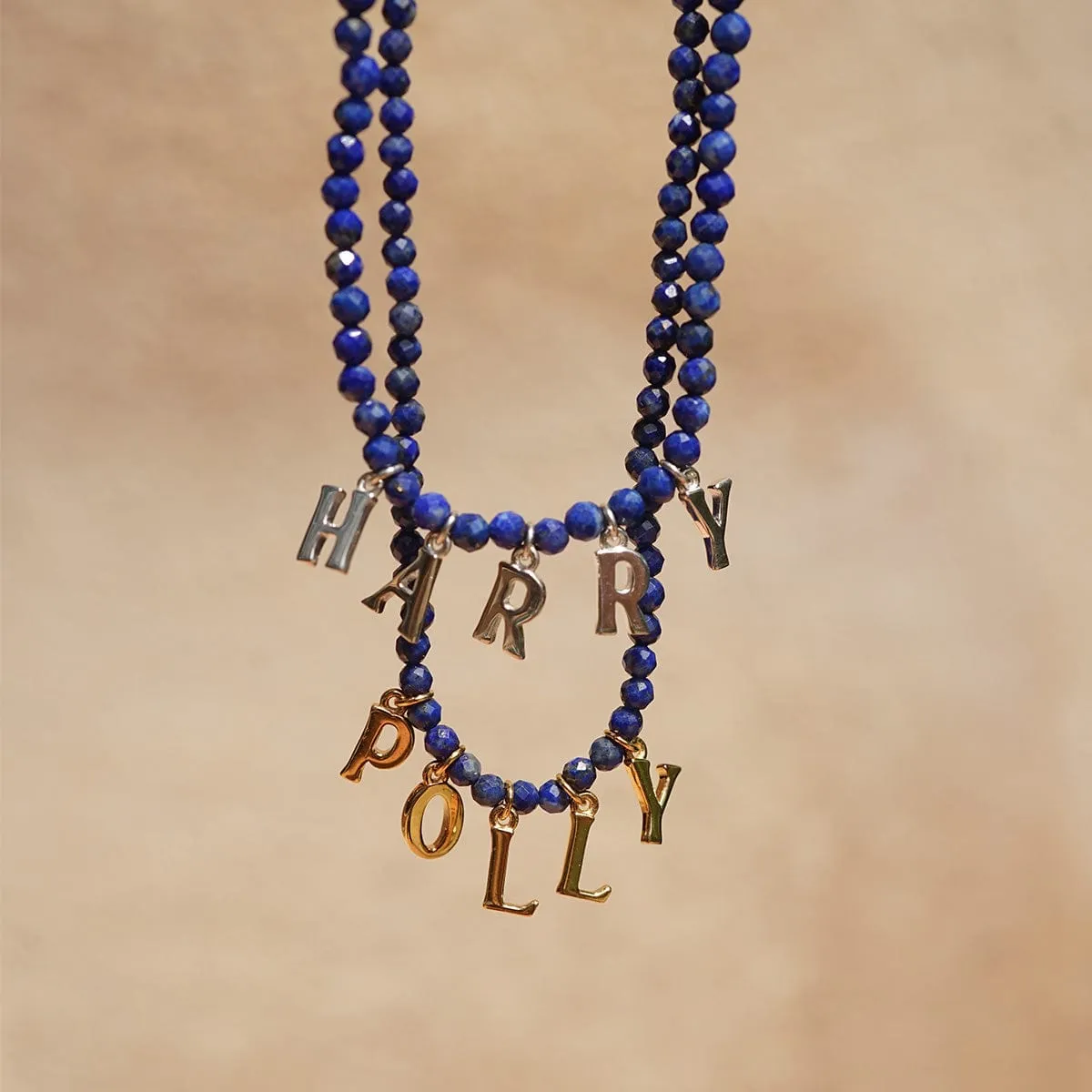 Polly Personalised Lapis Bead Necklace Sterling Silver sold by Daisy Jewellery product image thumbnail 5