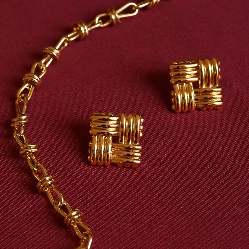 Polly Mini Lattice Stud Earrings 18ct Gold Plate sold by Daisy Jewellery product image thumbnail 3