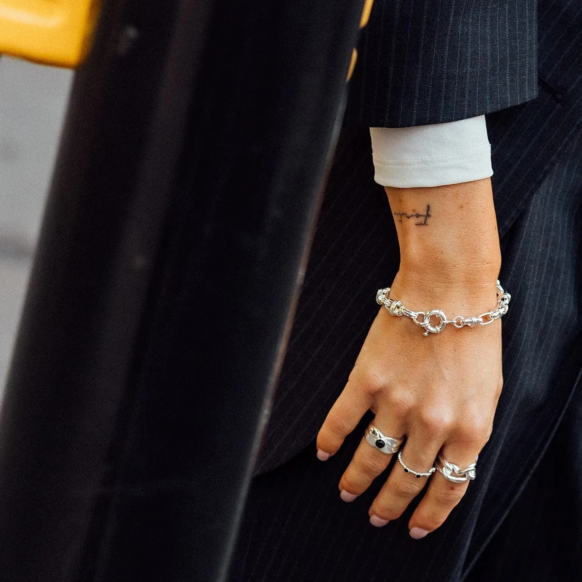 Polly Black Onyx Chunky Band Ring Silver Plate sold by Daisy Jewellery product image thumbnail 2