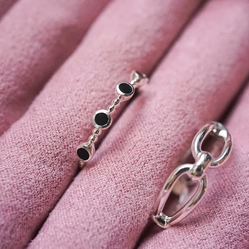 Polly Black Onyx Bobble Ring Sterling Silver sold by Daisy Jewellery product image thumbnail 3