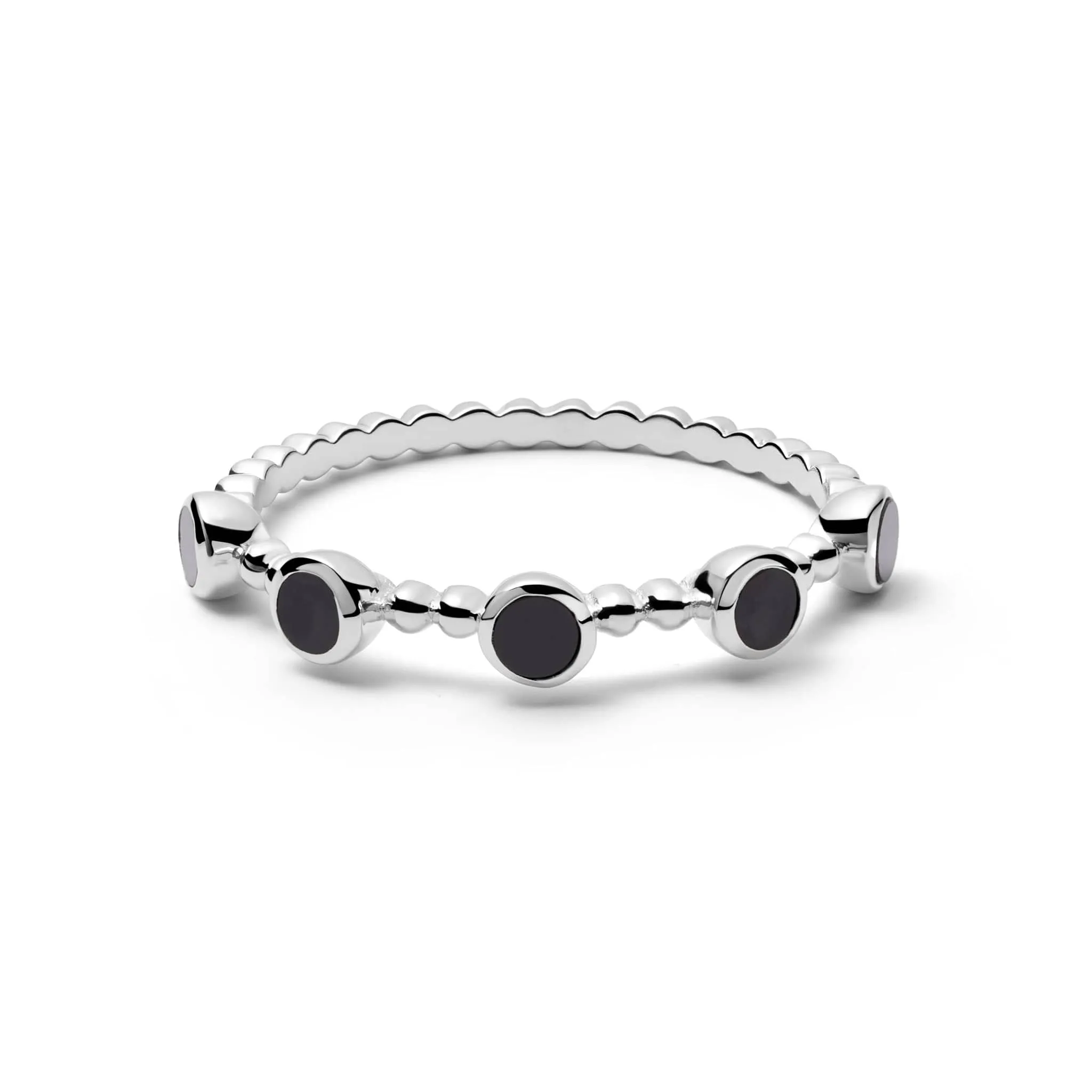 Polly Black Onyx Bobble Ring Sterling Silver sold by Daisy Jewellery
