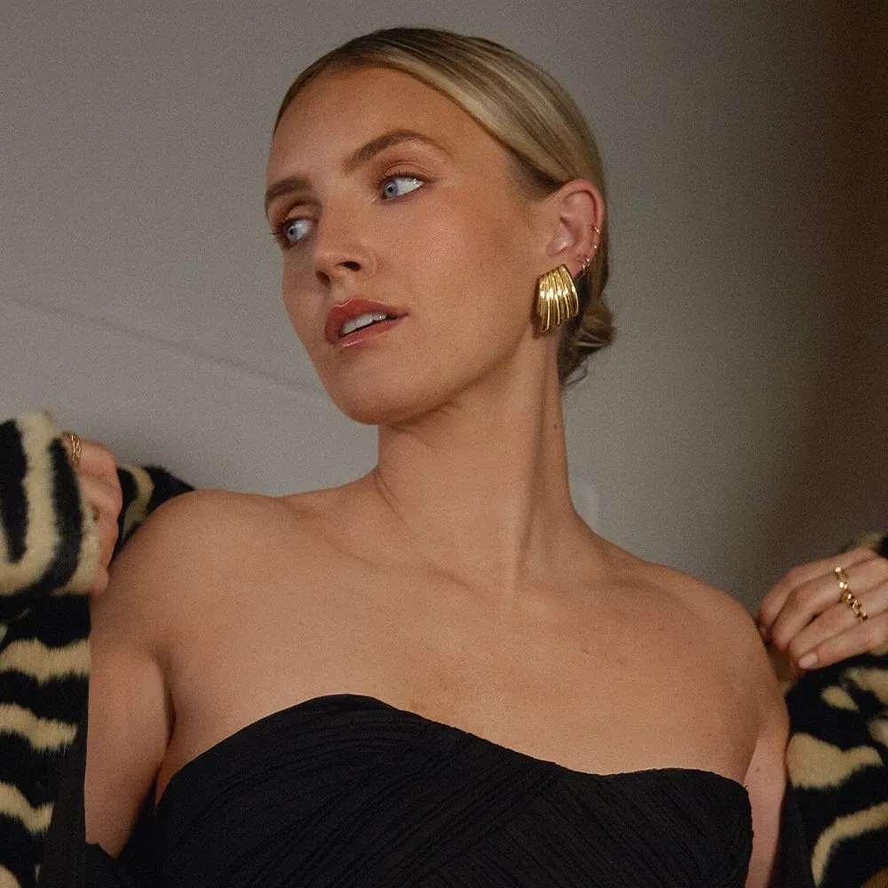 Polly Oversized Wave Stud Earrings 18ct Gold Plate sold by Daisy Jewellery product image thumbnail 4