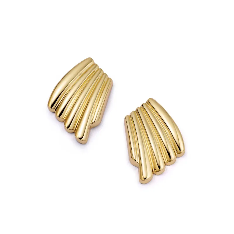 Polly Oversized Wave Stud Earrings 18ct Gold Plate sold by Daisy Jewellery