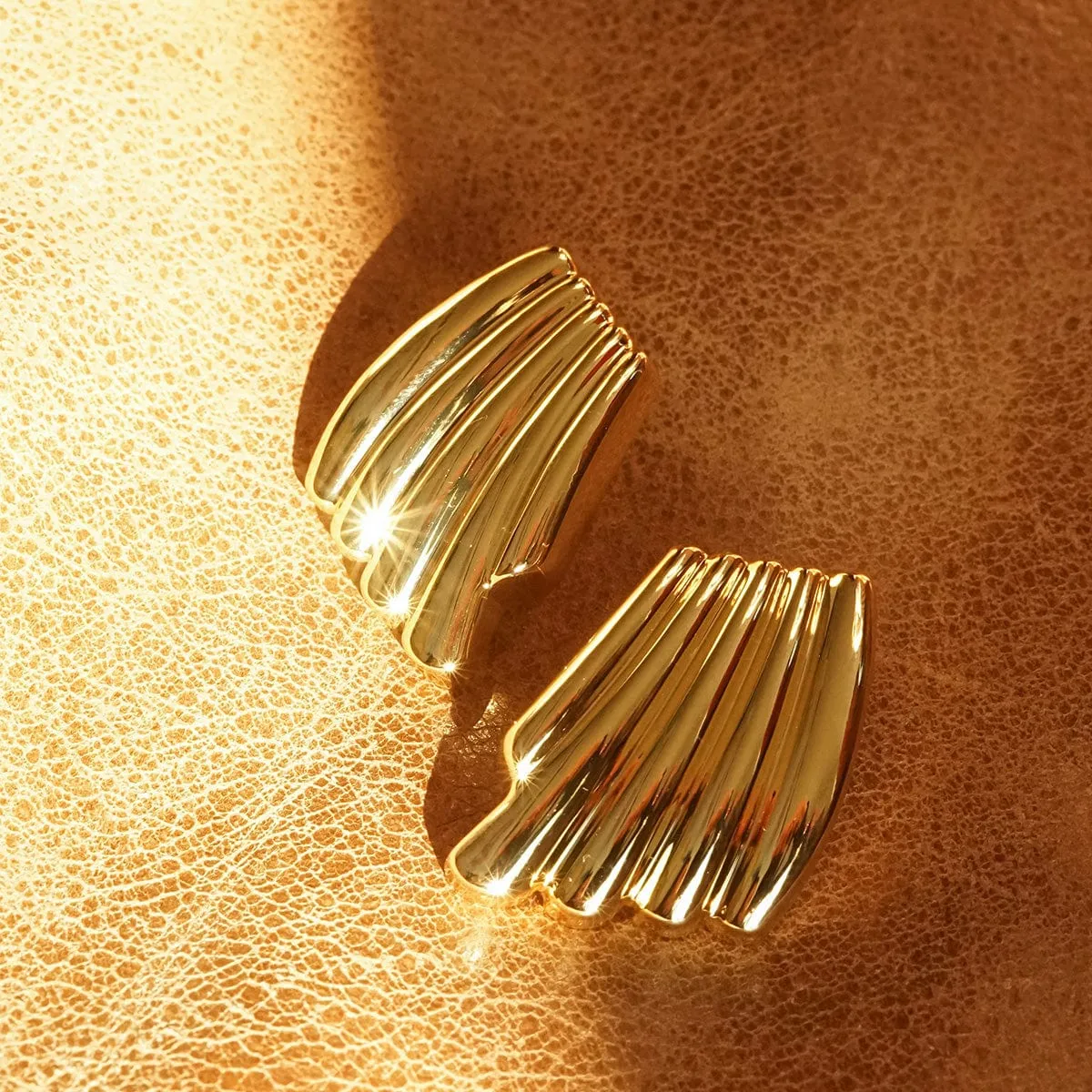 Polly Oversized Wave Stud Earrings 18ct Gold Plate sold by Daisy Jewellery product image thumbnail 3