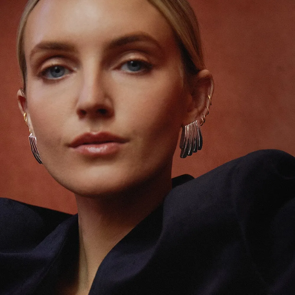 Polly Oversized Wave Stud Earrings Silver Plate sold by Daisy Jewellery product image thumbnail 4