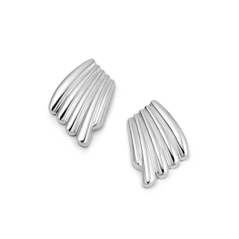 Polly Oversized Wave Stud Earrings Silver Plate sold by Daisy Jewellery