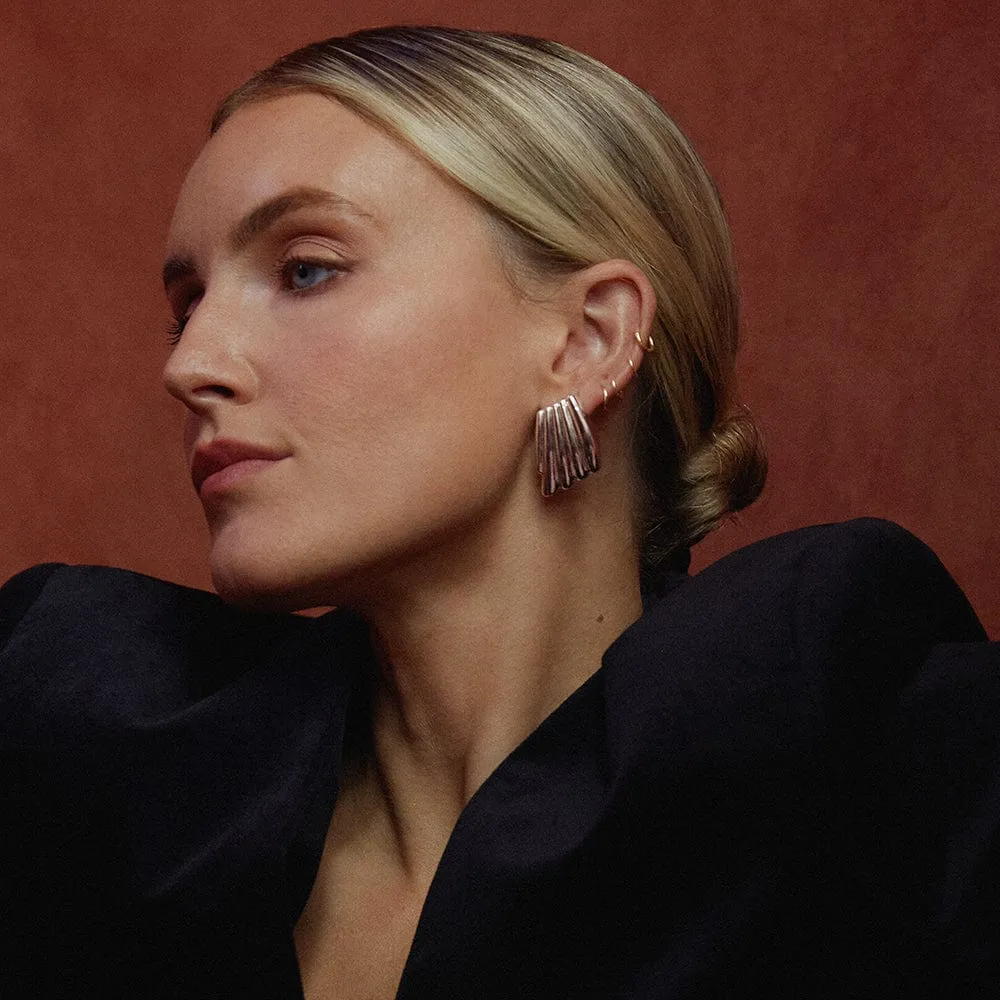 Polly Oversized Wave Stud Earrings Silver Plate sold by Daisy Jewellery product image thumbnail 2