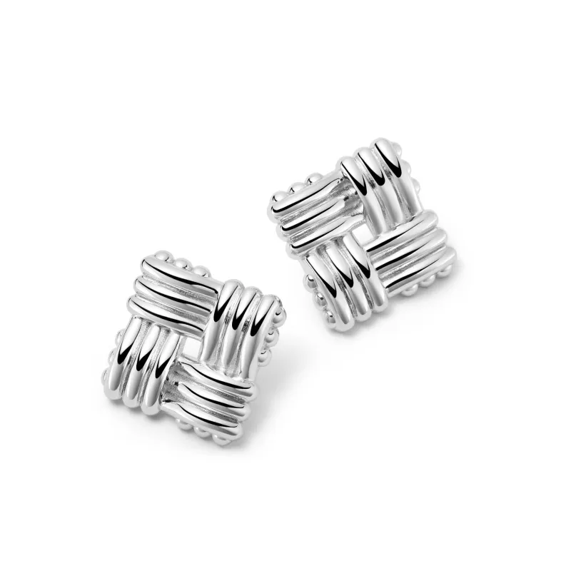 Polly Oversized Lattice Stud Earrings Silver Plate sold by Daisy Jewellery