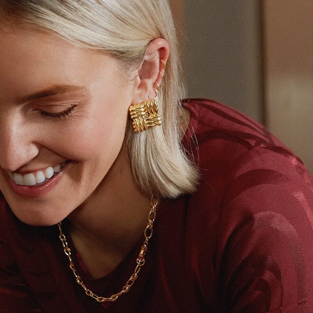 Polly Oversized Lattice Stud Earrings 18ct Gold Plate sold by Daisy Jewellery product image thumbnail 4