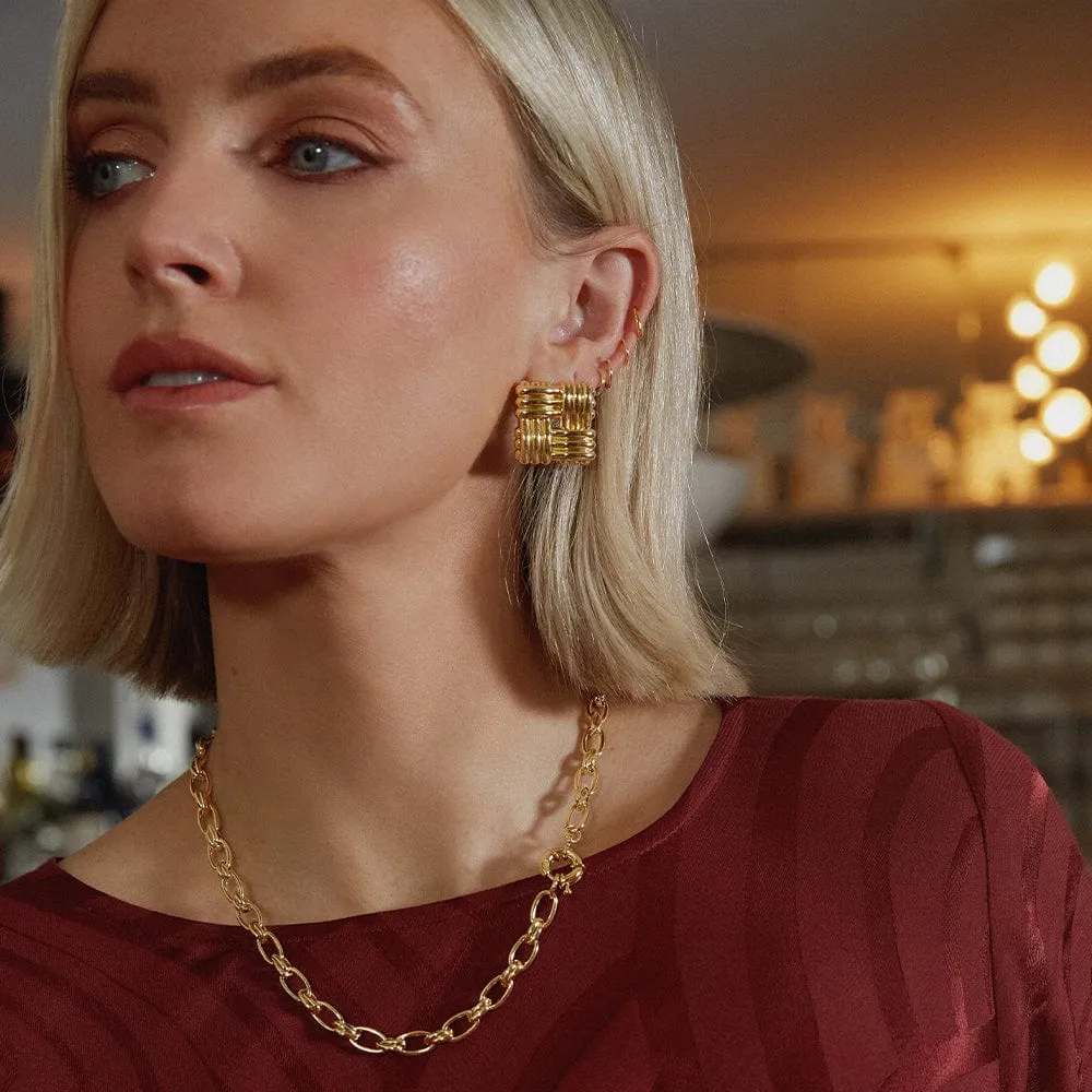 Polly Oversized Lattice Stud Earrings 18ct Gold Plate sold by Daisy Jewellery product image thumbnail 5