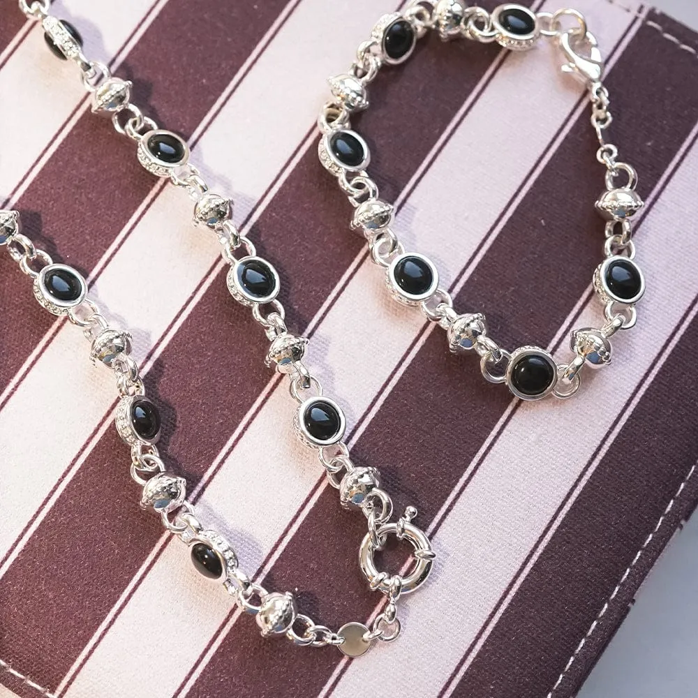 Polly Black Onyx Chain Bracelet Silver Plate sold by Daisy Jewellery product image thumbnail 3
