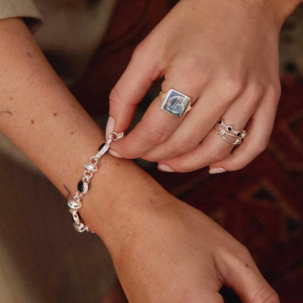 Polly Black Onyx Chain Bracelet Silver Plate sold by Daisy Jewellery product image thumbnail 2