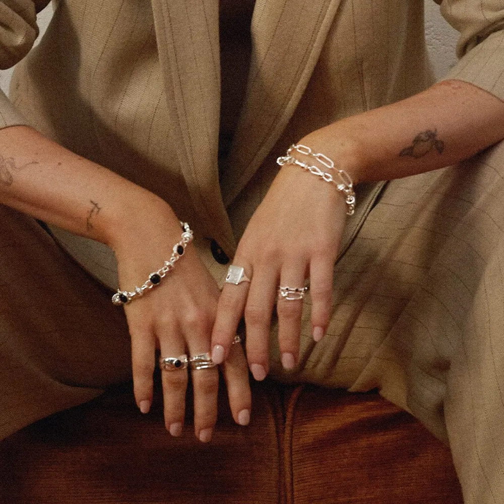 Polly Black Onyx Chain Bracelet Silver Plate sold by Daisy Jewellery product image thumbnail 4