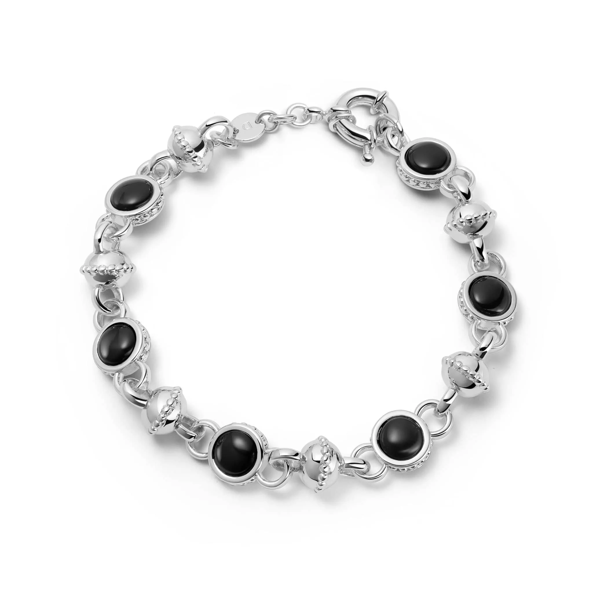 Polly Black Onyx Chain Bracelet Silver Plate sold by Daisy Jewellery