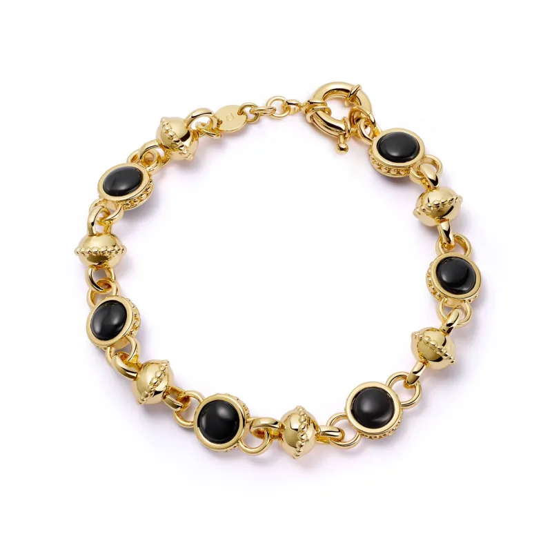 Polly Black Onyx Chain Bracelet 18ct Gold Plate sold by Daisy Jewellery