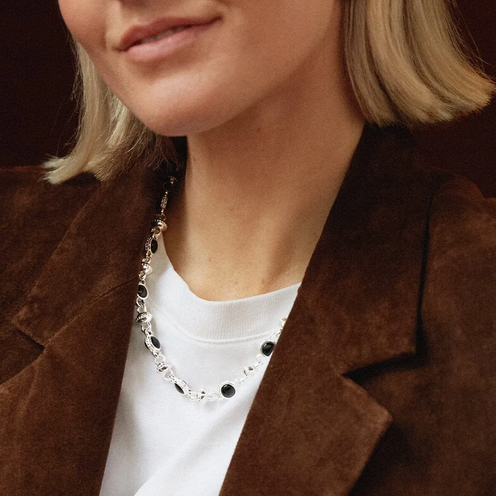 Polly Black Onyx Chain Necklace Silver Plate sold by Daisy Jewellery product image thumbnail 2