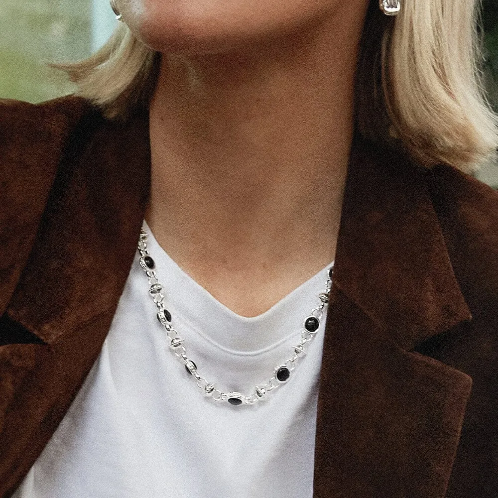 Polly Black Onyx Chain Necklace Silver Plate sold by Daisy Jewellery product image thumbnail 4