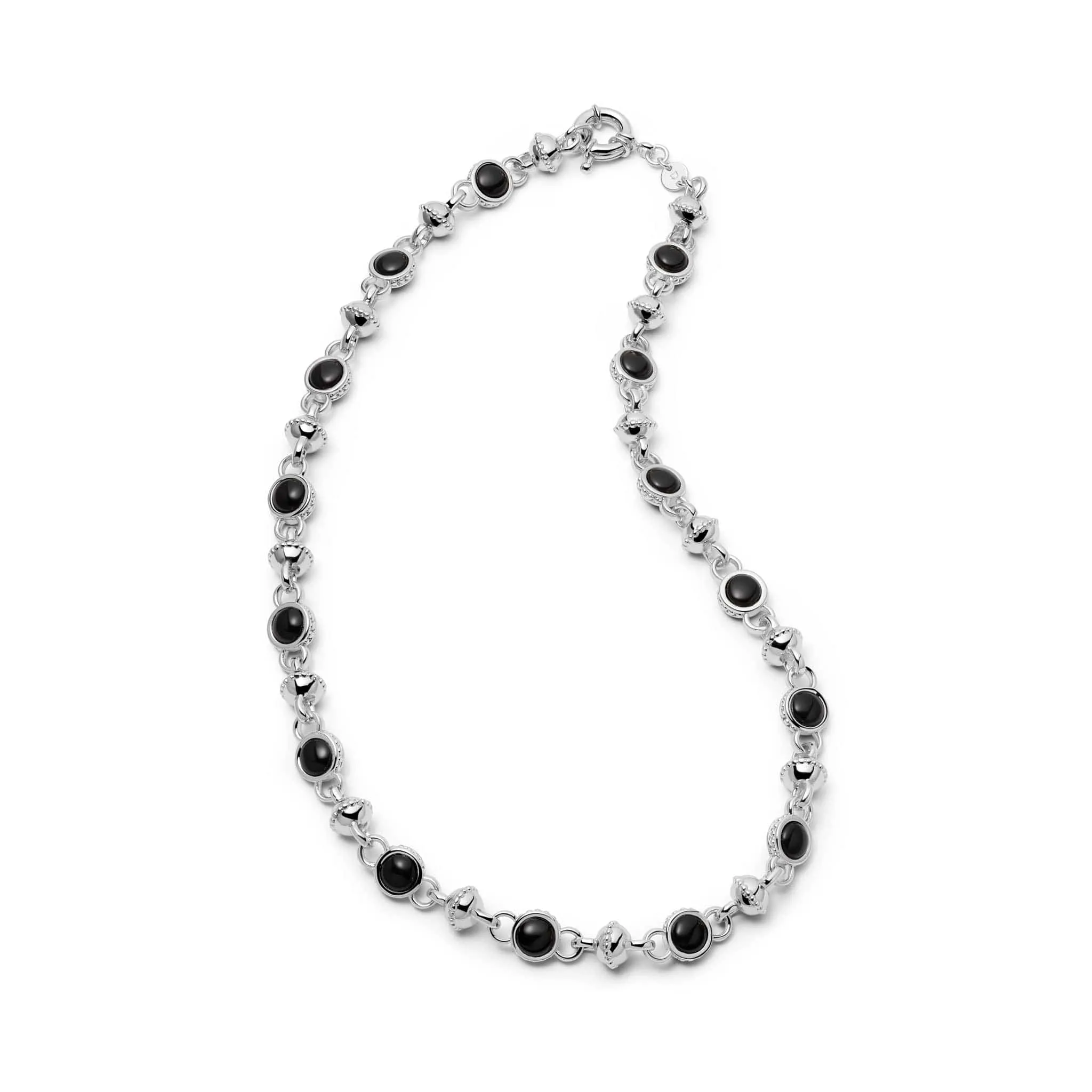 Polly Black Onyx Chain Necklace Silver Plate sold by Daisy Jewellery