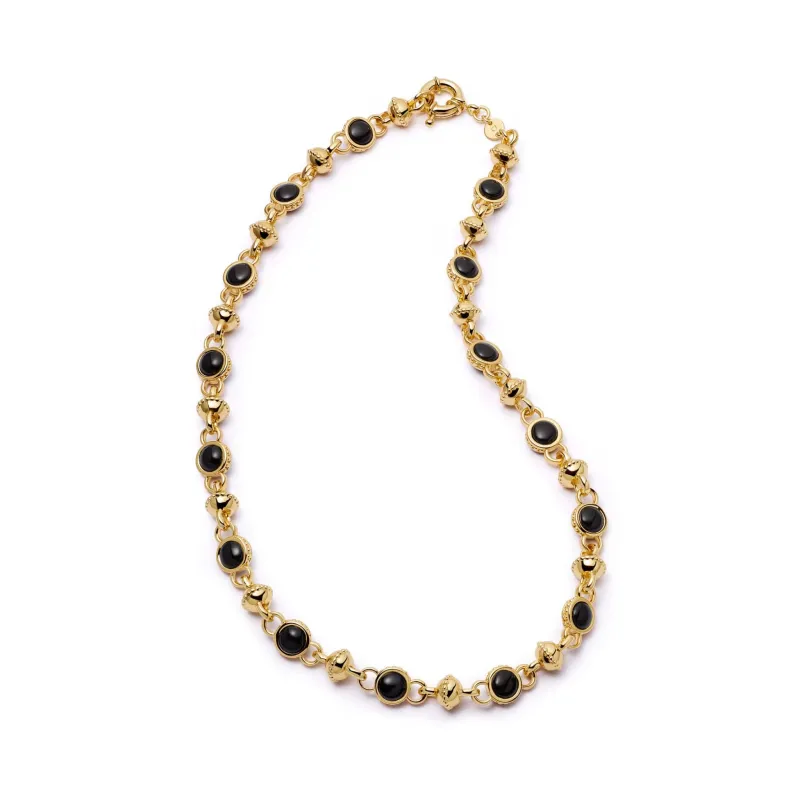 Polly Black Onyx Chain Necklace 18ct Gold Plate sold by Daisy Jewellery