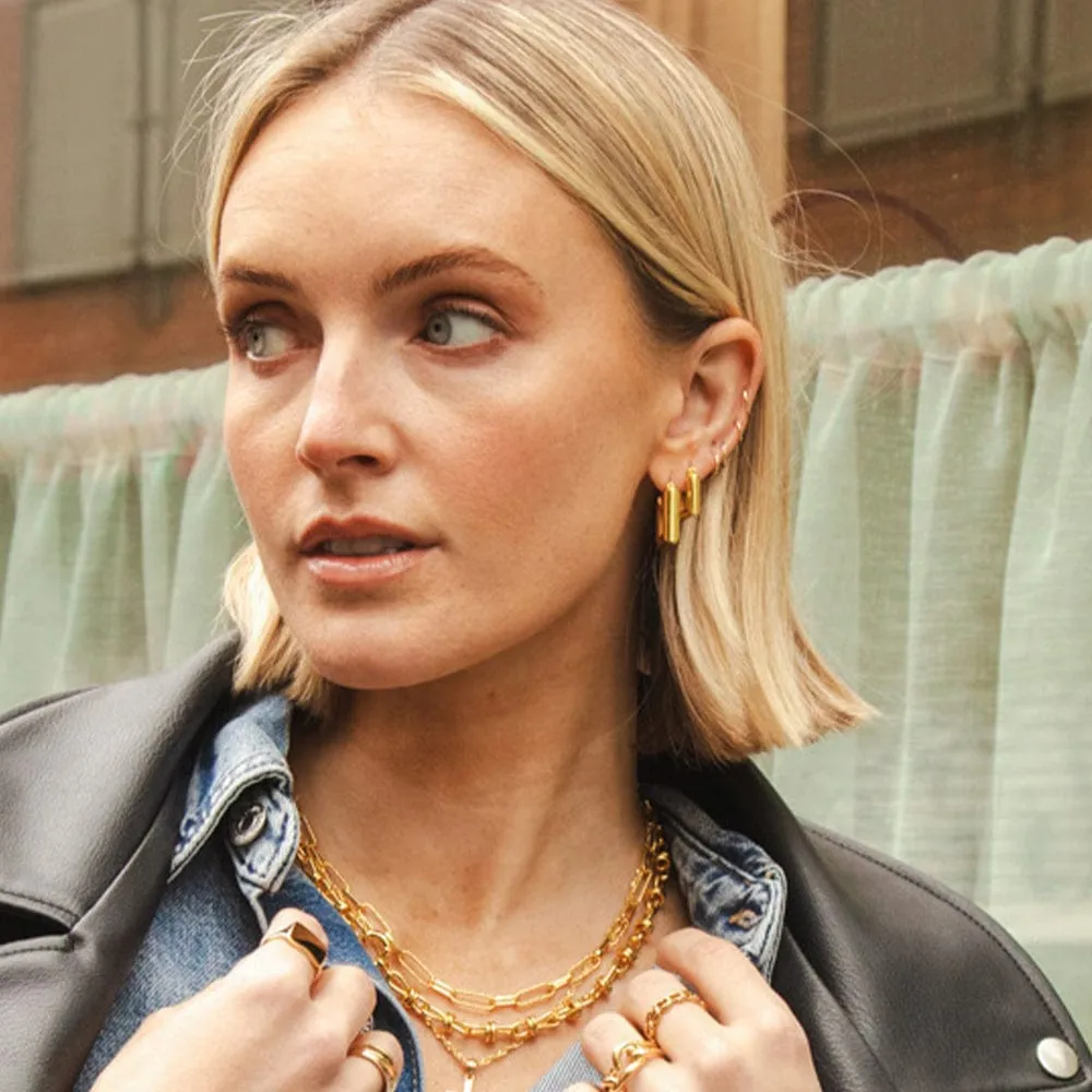 Polly Chubby Square Hoop Earrings 18ct Gold Plate sold by Daisy Jewellery product image thumbnail 5