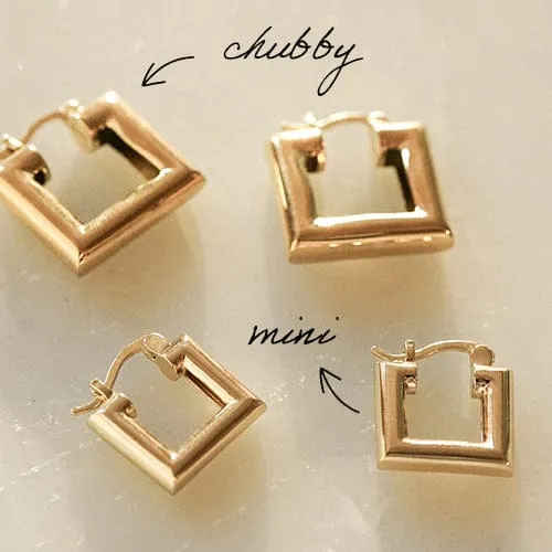 Polly Chubby Square Hoop Earrings 18ct Gold Plate sold by Daisy Jewellery product image thumbnail 3