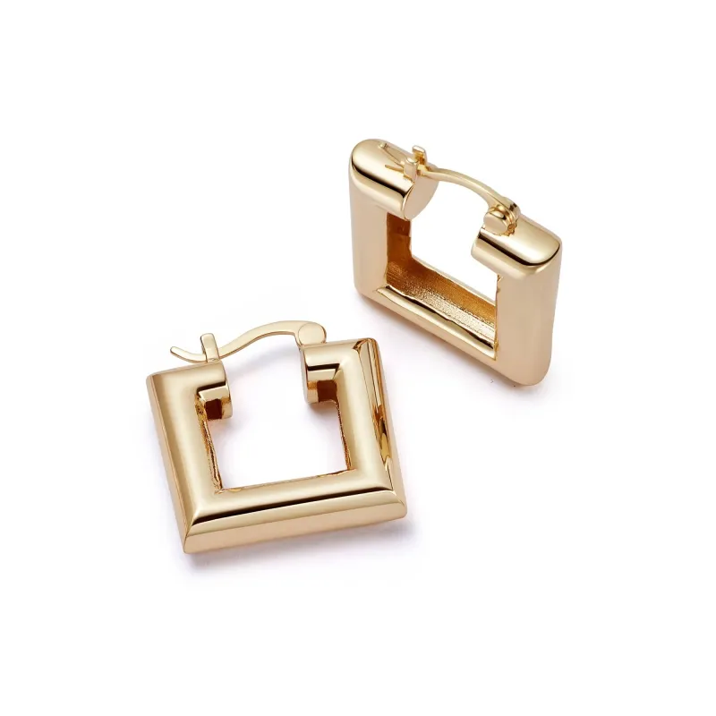 Polly Chubby Square Hoop Earrings 18ct Gold Plate sold by Daisy Jewellery