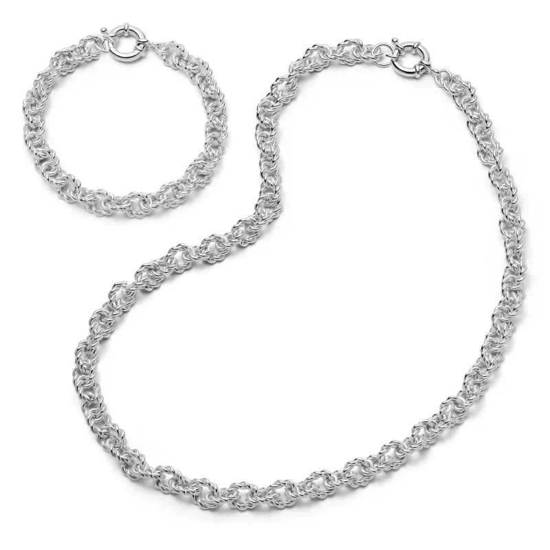 Polly Vintage Rope Chain Layering Set Silver Plate sold by Daisy Jewellery