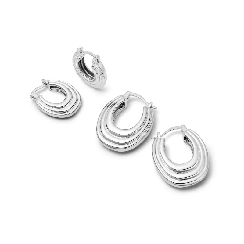 Polly Ridge Hoop Earring Stack Silver Plate sold by Daisy Jewellery