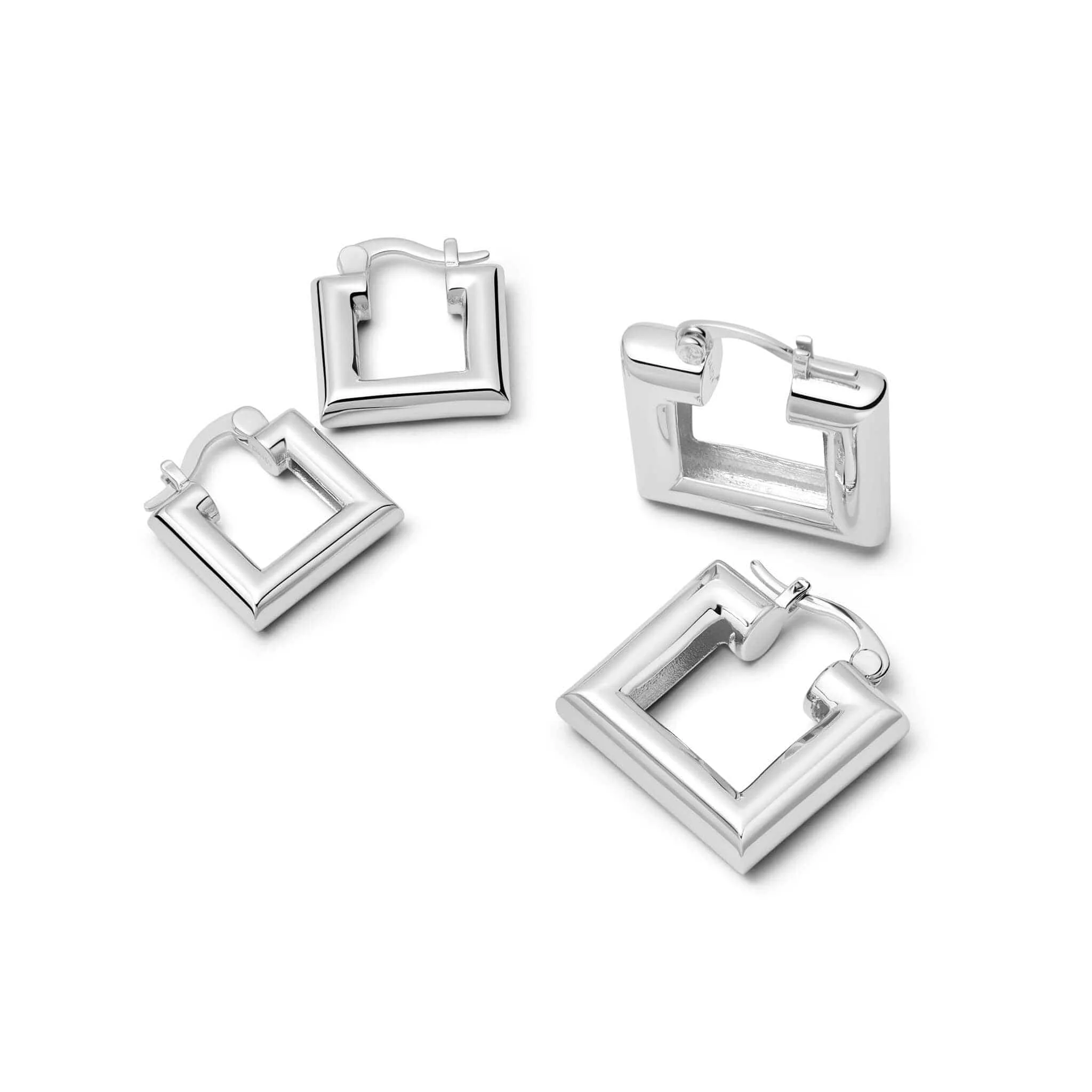 Polly Chubby Hoop Earring Stack Silver Plate sold by Daisy Jewellery