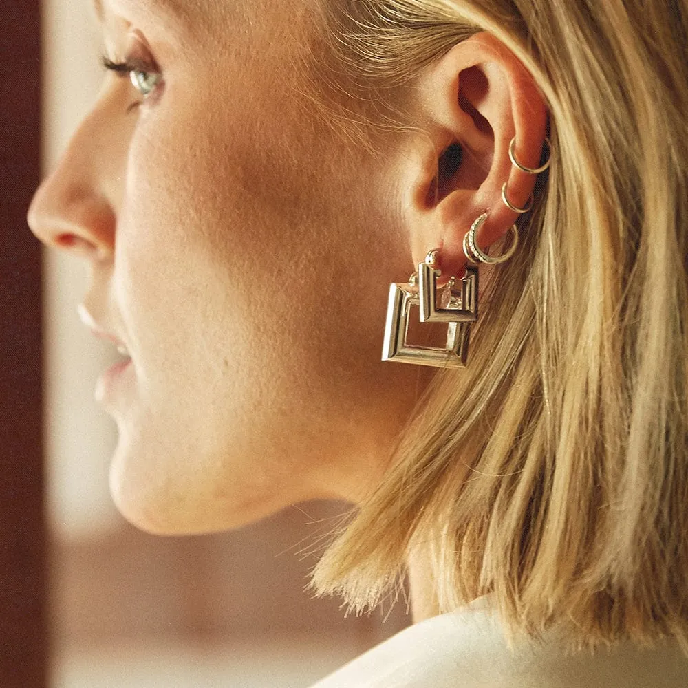 Polly Chubby Hoop Earring Stack Silver Plate sold by Daisy Jewellery product image thumbnail 2