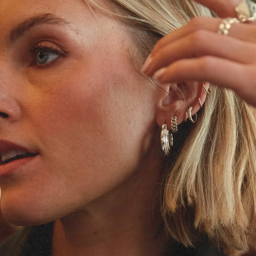 Polly Mini Ridge Hoop Earrings Silver Plate sold by Daisy Jewellery product image thumbnail 2