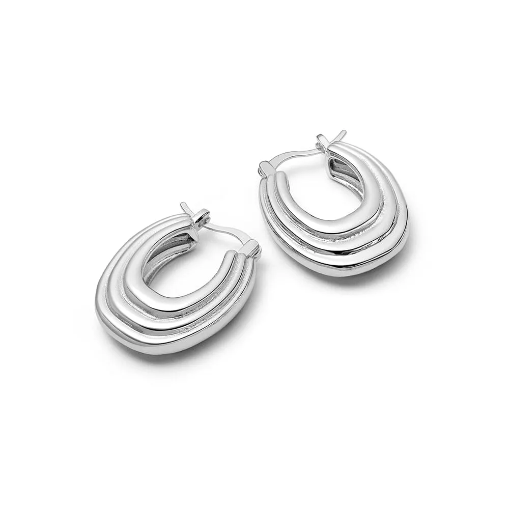Polly Mini Ridge Hoop Earrings Silver Plate sold by Daisy Jewellery