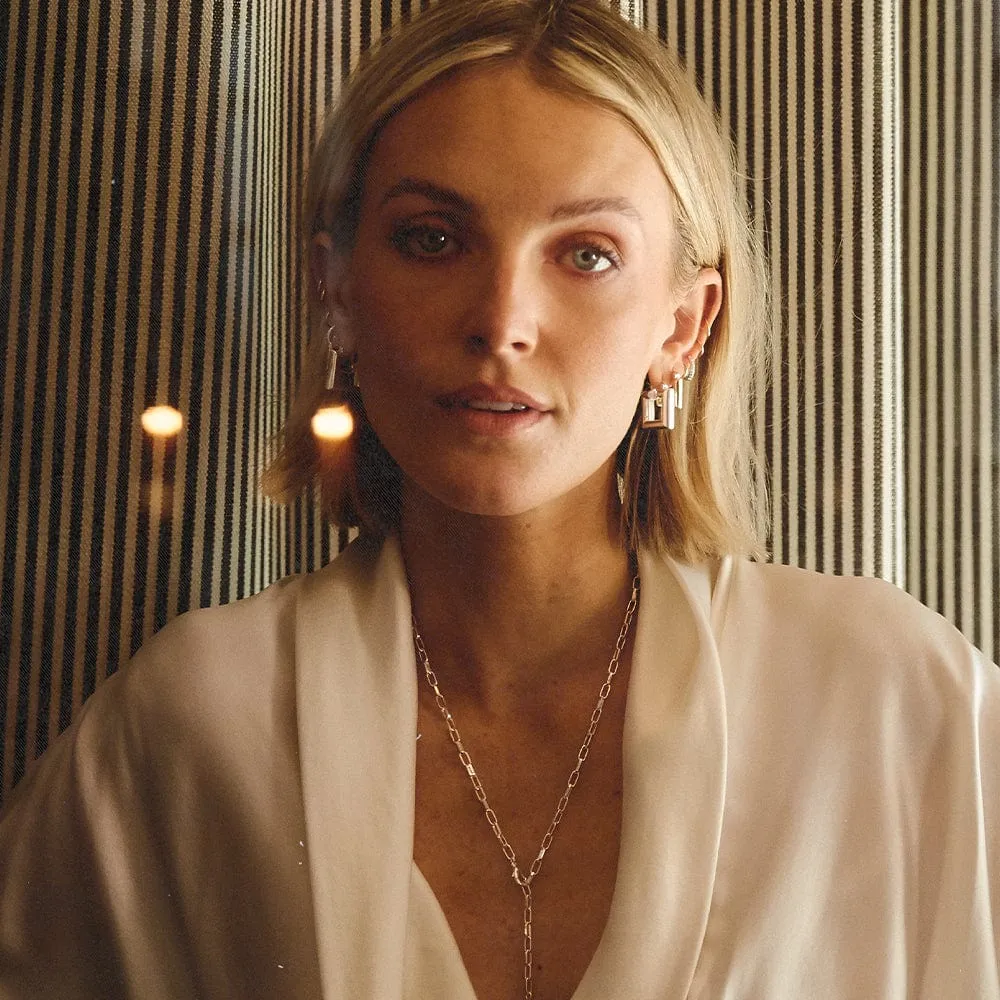 Polly Mini Chubby Square Hoop Earrings Silver Plate sold by Daisy Jewellery product image thumbnail 4