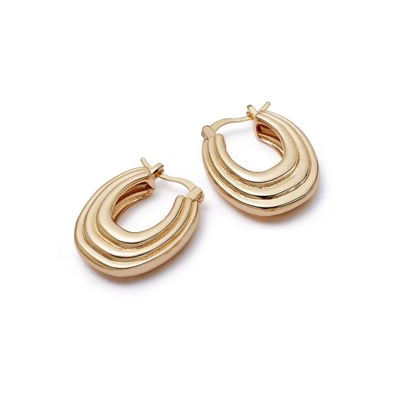 Polly Mini Ridge Hoop Earrings 18ct Gold Plate sold by Daisy Jewellery