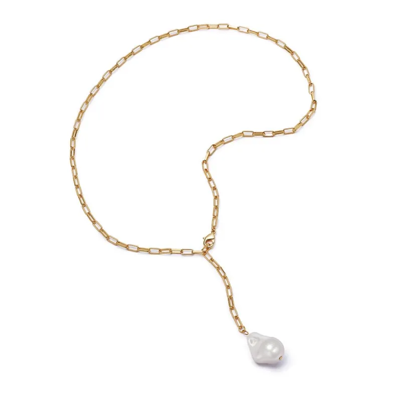 Polly Baroque Pearl Chain Necklace 18ct Gold Plate sold by Daisy Jewellery