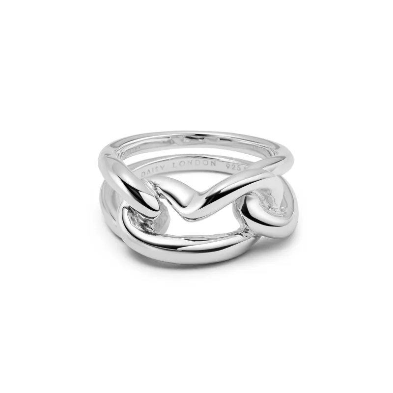 Polly Large Knot Chain Ring Sterling Silver sold by Daisy Jewellery