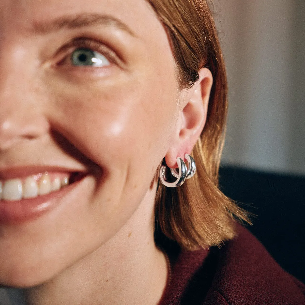 Estée Lalonde Chunky Organic Hoop Earrings Sterling Silver sold by Daisy Jewellery product image thumbnail 3