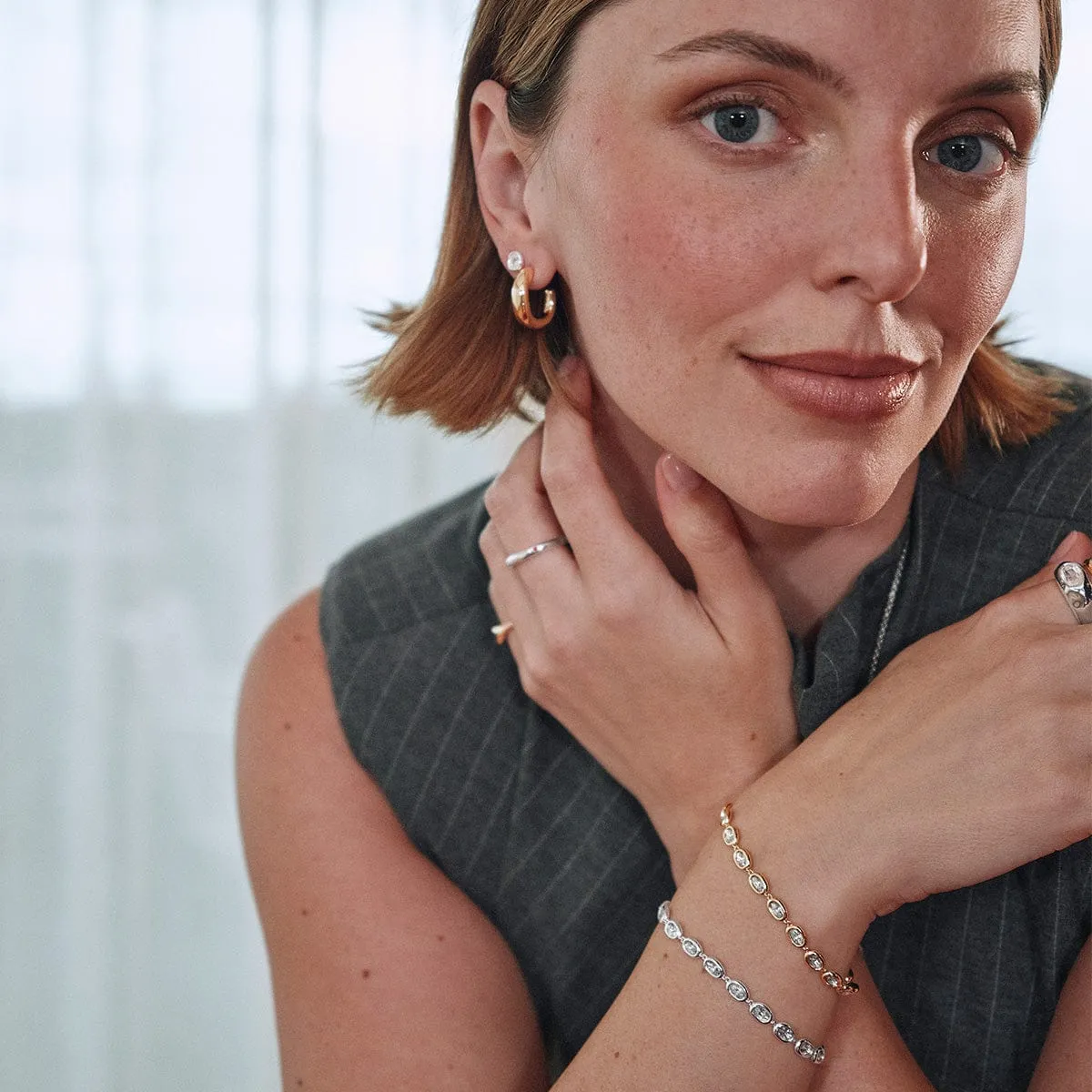 Estée Lalonde Sapphire Tennis Bracelet 18ct Gold Plate sold by Daisy Jewellery product image thumbnail 4