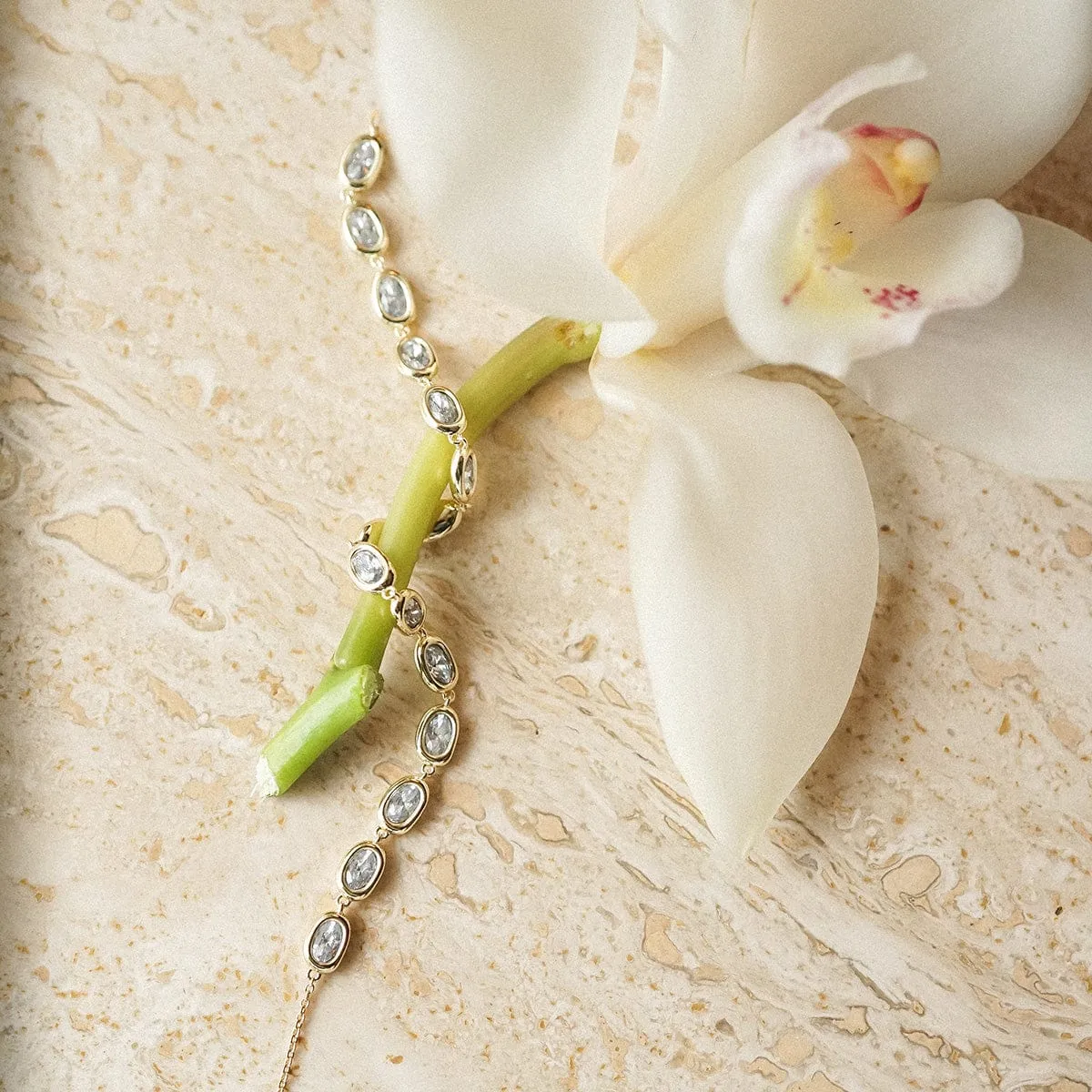 Estée Lalonde Sapphire Tennis Bracelet 18ct Gold Plate sold by Daisy Jewellery product image thumbnail 5