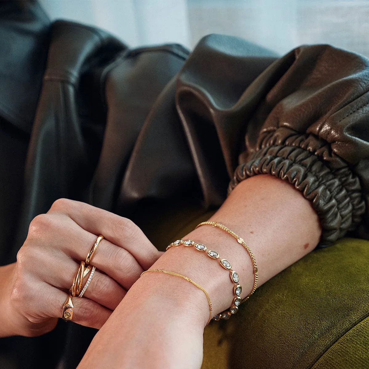 Estée Lalonde Sapphire Tennis Bracelet 18ct Gold Plate sold by Daisy Jewellery product image thumbnail 2