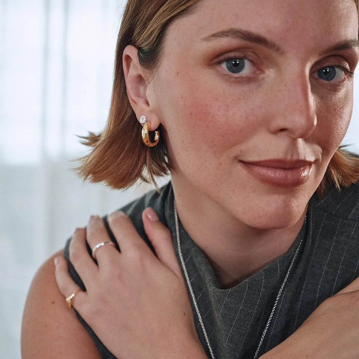 Estée Lalonde Sapphire Organic Stud Earrings Sterling Silver sold by Daisy Jewellery product image thumbnail 2