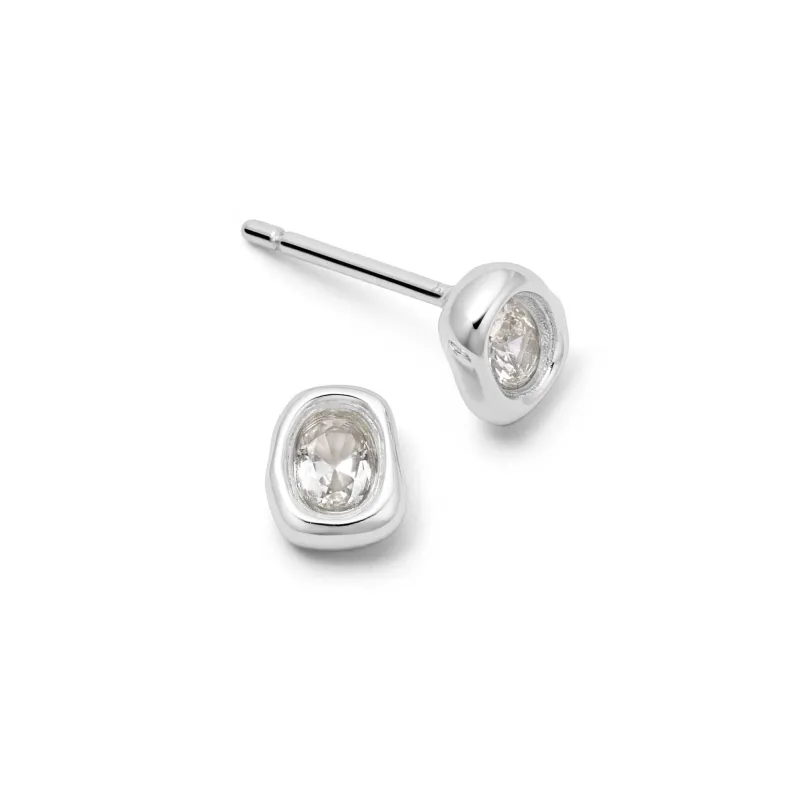 Estée Lalonde Sapphire Organic Stud Earrings Sterling Silver sold by Daisy Jewellery