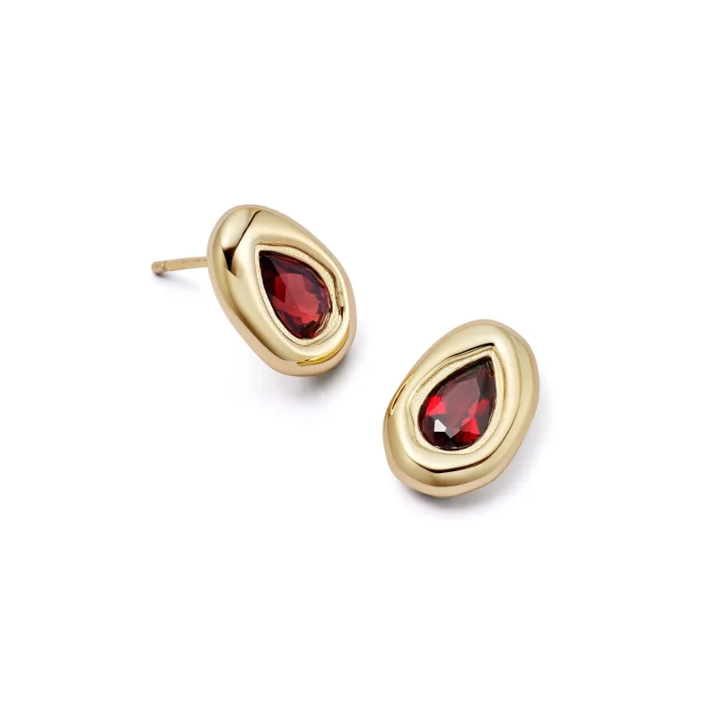 Estée Lalonde Garnet Teardrop Studs 18ct Gold Plate sold by Daisy Jewellery