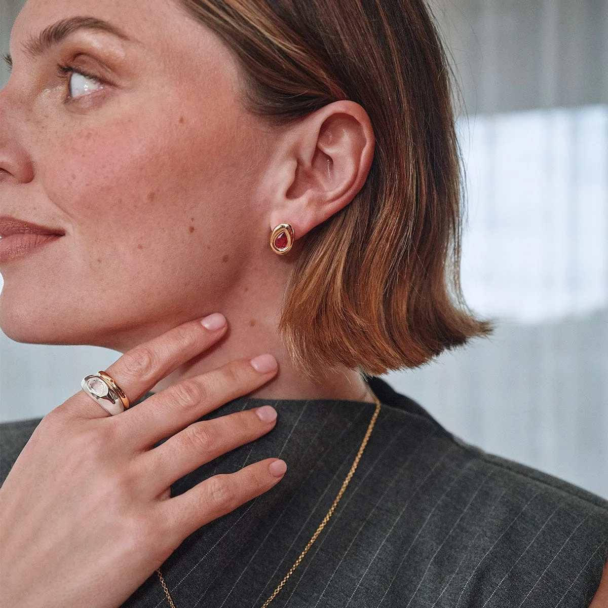 Estée Lalonde Garnet Teardrop Studs 18ct Gold Plate sold by Daisy Jewellery product image thumbnail 4
